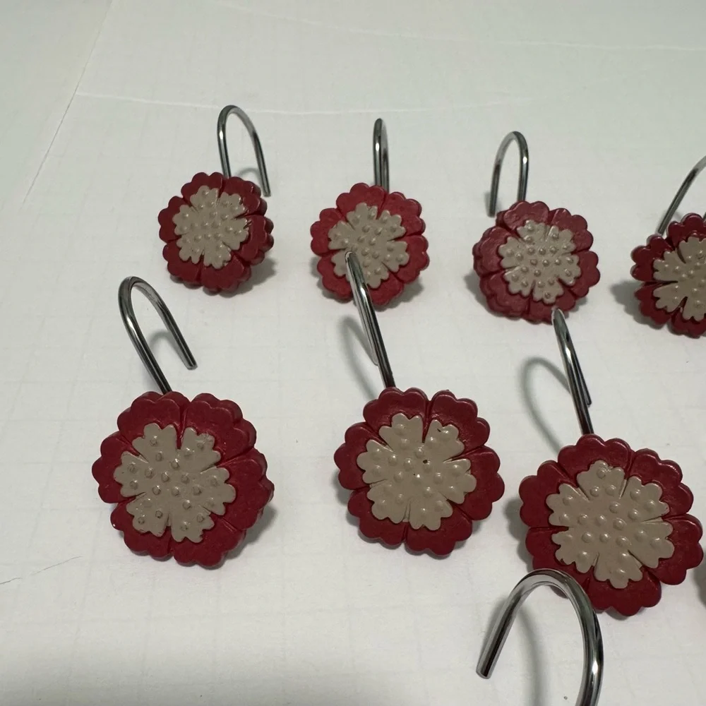Floral & Palm Trees Shower Curtain Hooks Mixed Lot Of 24